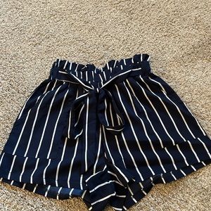 Navy paper bag shorts